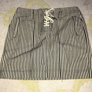 Black and cream Jean Skirt